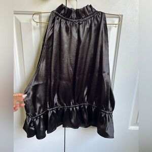 Boohoo Shiny Black A-Line Skirt